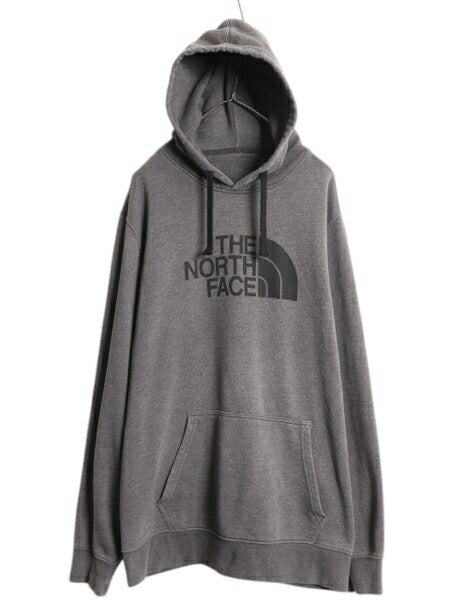 ノースフェイス プリント スウェット フード パーカー メンズ XXL 程/ The North Face アウトドア トレーナー プルオーバー 裏起毛 グレー