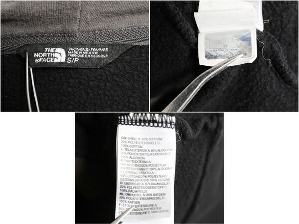ノースフェイス プリント スウェット フード パーカー レディース S / The North Face プルオーバー 裏起毛 トレーナー ツートン ブラック