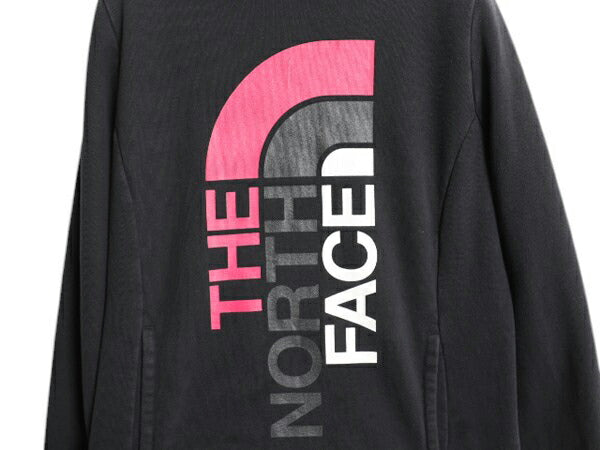 ノースフェイス プリント スウェット フード パーカー レディース S / The North Face プルオーバー 裏起毛 トレーナー ツートン ブラック