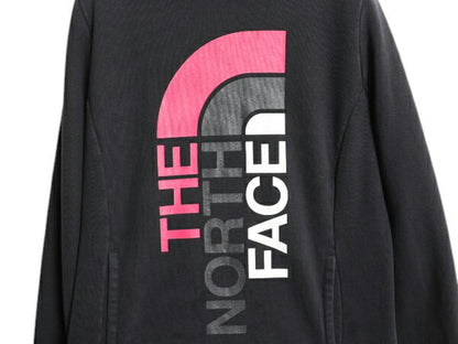 ノースフェイス プリント スウェット フード パーカー レディース S / The North Face プルオーバー 裏起毛 トレーナー ツートン ブラック