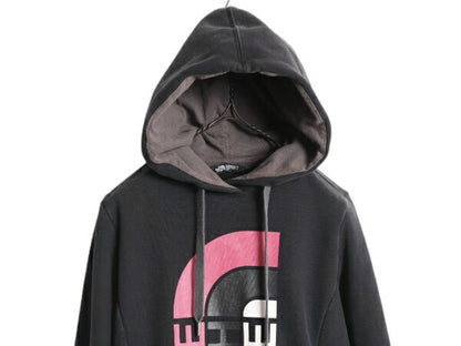 ノースフェイス プリント スウェット フード パーカー レディース S / The North Face プルオーバー 裏起毛 トレーナー ツートン ブラック