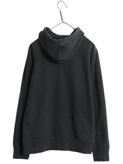 ノースフェイス プリント スウェット フード パーカー メンズ S 古着 The North Face プルオーバー 裏起毛 トレーナー アウトドア 薄手 黒
