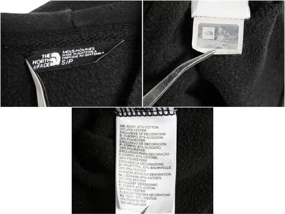 ノースフェイス プリント スウェット フード パーカー メンズ S 古着 The North Face プルオーバー 裏起毛 トレーナー アウトドア 薄手 黒