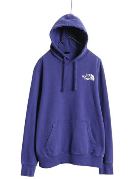 ノースフェイス 両面 プリント スウェット フード パーカー メンズ М 古着 The North Face アウトドア トレーナー プルオーバー 薄手 青紫