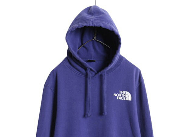 ノースフェイス 両面 プリント スウェット フード パーカー メンズ М 古着 The North Face アウトドア トレーナー プルオーバー 薄手 青紫