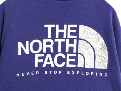 ノースフェイス 両面 プリント スウェット フード パーカー メンズ М 古着 The North Face アウトドア トレーナー プルオーバー 薄手 青紫