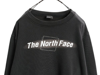 ノースフェイス プリント スウェット メンズ L / 古着 The North Face ナイロン 切替 裏起毛 アウトドア トレーナー グラフィック ブラック