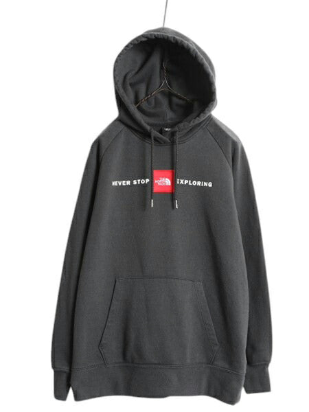ノースフェイス スウェット フード パーカー レディース S / The North Face アウトドア プルオーバー トレーナー 裏起毛 ワッペン 濃灰