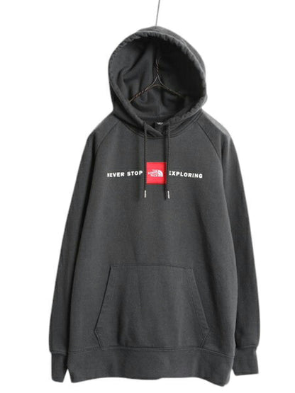 ノースフェイス スウェット フード パーカー レディース S / The North Face アウトドア プルオーバー トレーナー 裏起毛 ワッペン 濃灰