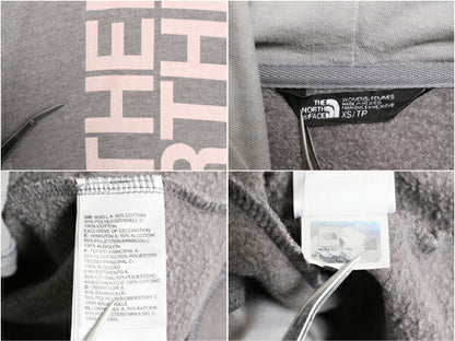 ノースフェイス プリント スウェット フード パーカー レディース XS 灰 The North Face プルオーバー 裏起毛 トレーナー ツートン グレー