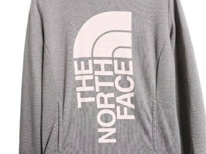 ノースフェイス プリント スウェット フード パーカー レディース XS 灰 The North Face プルオーバー 裏起毛 トレーナー ツートン グレー