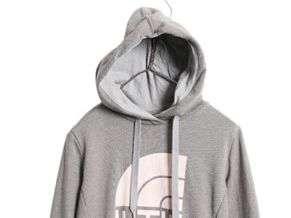 ノースフェイス プリント スウェット フード パーカー レディース XS 灰 The North Face プルオーバー 裏起毛 トレーナー ツートン グレー
