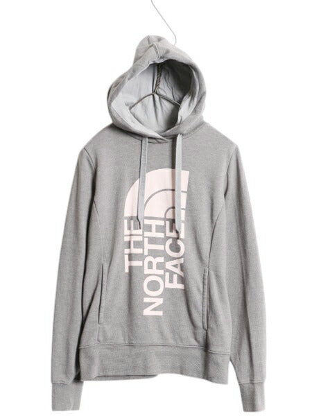 ノースフェイス プリント スウェット フード パーカー レディース XS 灰 The North Face プルオーバー 裏起毛 トレーナー ツートン グレー