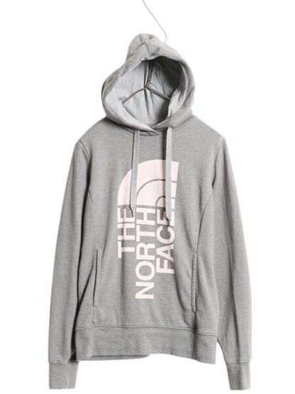 ノースフェイス プリント スウェット フード パーカー レディース XS 灰 The North Face プルオーバー 裏起毛 トレーナー ツートン グレー