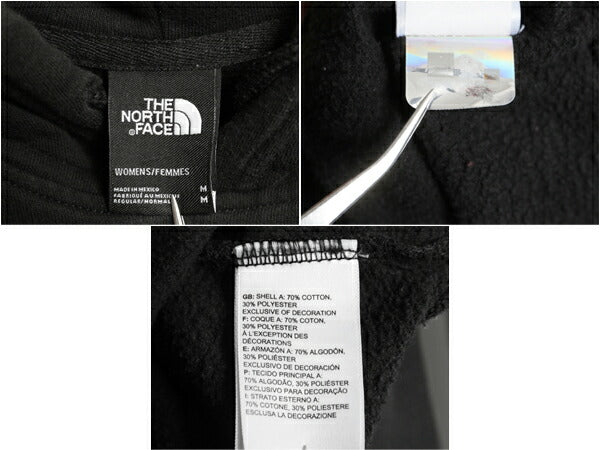 US企画 ノースフェイス プリント スウェット フード パーカー レディース M 黒 The North Face アウトドア プルオーバー トレーナー 裏起毛