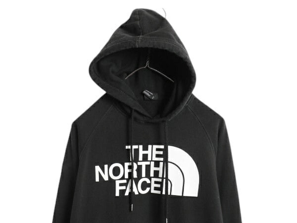 US企画 ノースフェイス プリント スウェット フード パーカー レディース M 黒 The North Face アウトドア プルオーバー トレーナー 裏起毛