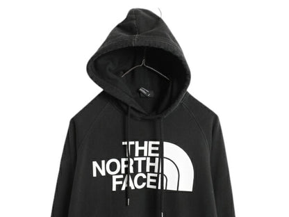 US企画 ノースフェイス プリント スウェット フード パーカー レディース M 黒 The North Face アウトドア プルオーバー トレーナー 裏起毛