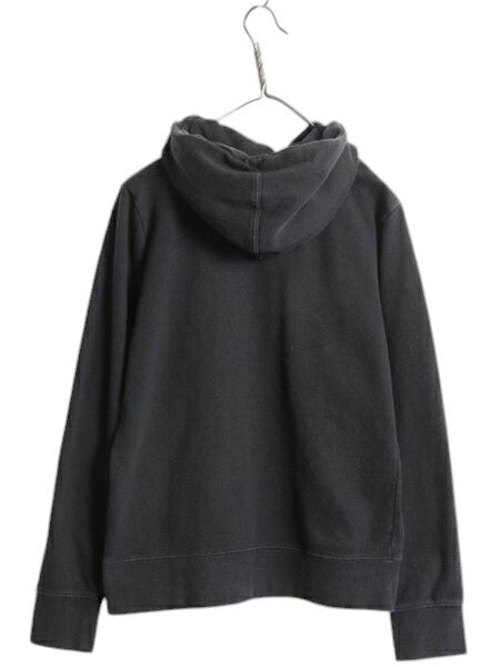 ノースフェイス プリント スウェット フード パーカー レディース М 古着 The North Face プルオーバー 裏起毛 トレーナー モノトーン 黒