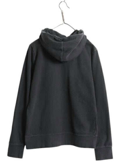ノースフェイス プリント スウェット フード パーカー レディース М 古着 The North Face プルオーバー 裏起毛 トレーナー モノトーン 黒