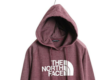 ノースフェイス プリント スウェット フード パーカー レディース M 古着 The North Face プルオーバー 裏起毛 トレーナー アウトドア 薄手