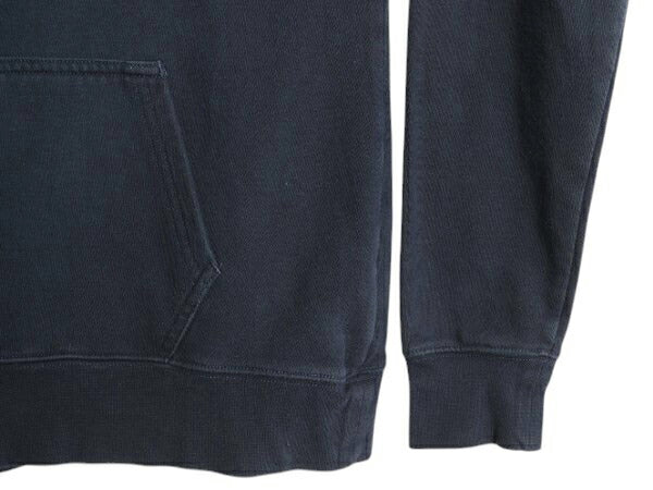 ノースフェイス プリント スウェット フード パーカー レディース M 古着 The North Face 裏起毛 プルオーバー トレーナー ネイビー 薄手