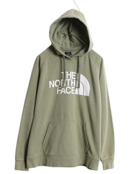 ノースフェイス プリント スウェット フード パーカー レディース L 古着 The North Face プルオーバー 裏起毛 トレーナー アウトドア 薄手