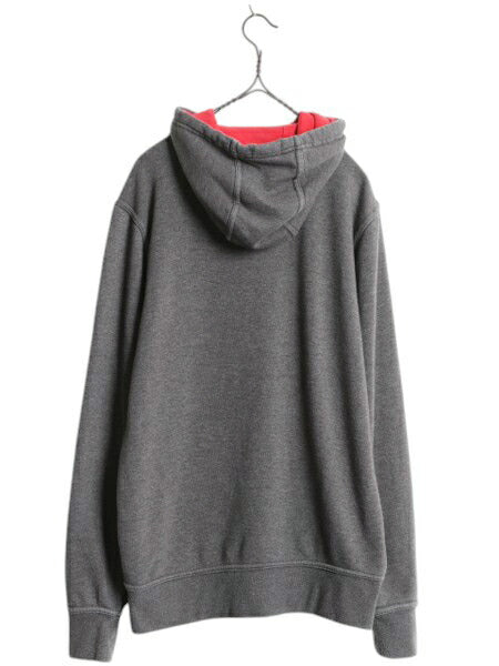 ノースフェイス プリント スウェット フード パーカー メンズ S / The North Face 裏起毛 トレーナー プルオーバー アウトドア ツートン 灰