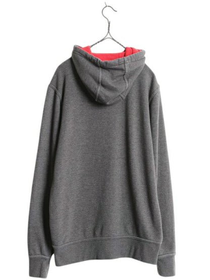 ノースフェイス プリント スウェット フード パーカー メンズ S / The North Face 裏起毛 トレーナー プルオーバー アウトドア ツートン 灰