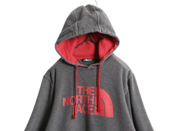 ノースフェイス プリント スウェット フード パーカー メンズ S / The North Face 裏起毛 トレーナー プルオーバー アウトドア ツートン 灰