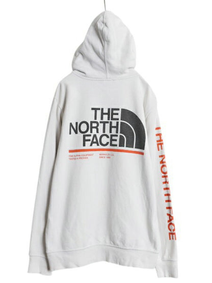 US企画 ノースフェイス 両面 プリント スウェット フード パーカー メンズ M / 古着 The North Face プルオーバー トレーナー グラフィック