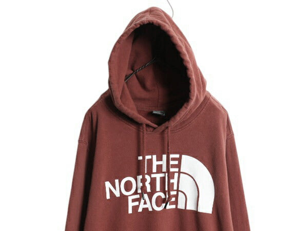 ノースフェイス プリント スウェット フード パーカー メンズ L / The North Face 裏起毛 プルオーバー トレーナー アウトドア テラコッタ