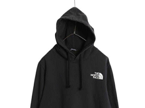 ノースフェイス 両面 プリント スウェット フード パーカー メンズ M 古着 The North Face プルオーバー トレーナー アウトドア 裏起毛 黒