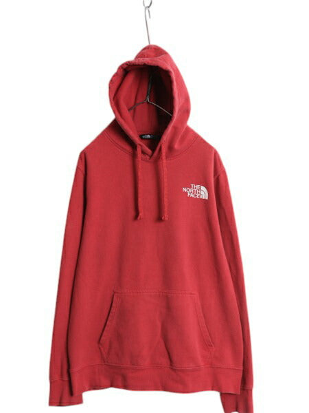 ノースフェイス 両面 プリント スウェット フード パーカー メンズ L / The North Face アウトドア トレーナー プルオーバー 薄手 レッド