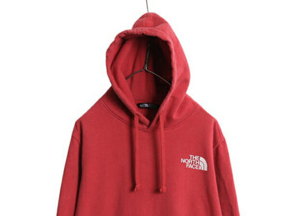 ノースフェイス 両面 プリント スウェット フード パーカー メンズ L / The North Face アウトドア トレーナー プルオーバー 薄手 レッド