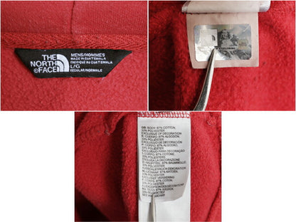 ノースフェイス 両面 プリント スウェット フード パーカー メンズ L / The North Face アウトドア トレーナー プルオーバー 薄手 レッド