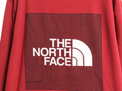 ノースフェイス 両面 プリント スウェット フード パーカー メンズ L / The North Face アウトドア トレーナー プルオーバー 薄手 レッド