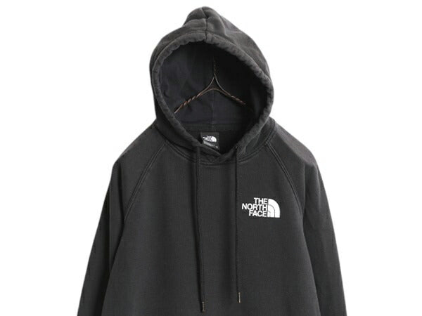 US企画 ノースフェイス 両面 プリント スウェット フード パーカー レディース XS 黒 The North Face アウトドア プルオーバー トレーナー