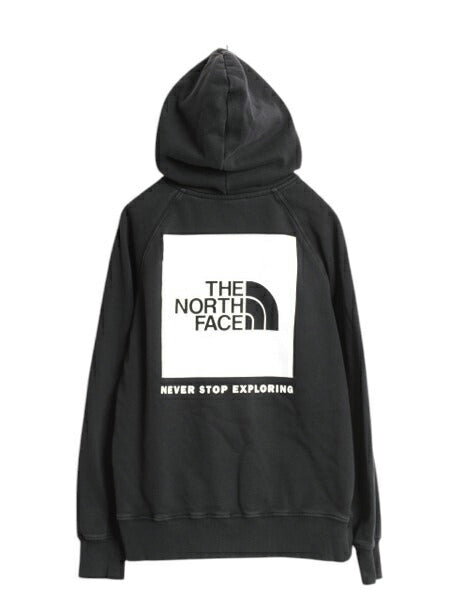 US企画 ノースフェイス 両面 プリント スウェット フード パーカー レディース XS 黒 The North Face アウトドア プルオーバー トレーナー