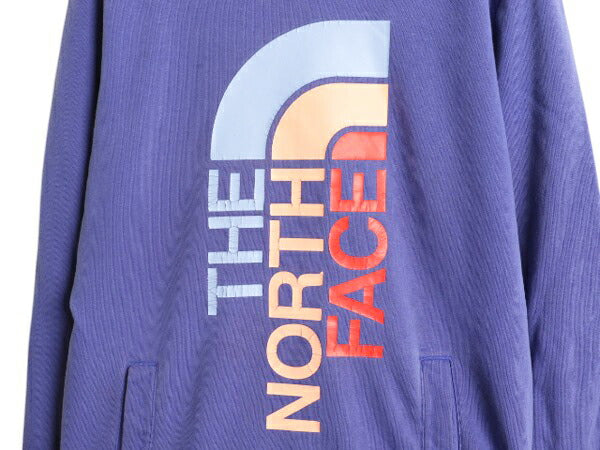 ノースフェイス プリント スウェット フード パーカー レディース M / The North Face プルオーバー 裏起毛 トレーナー ツートン パープル