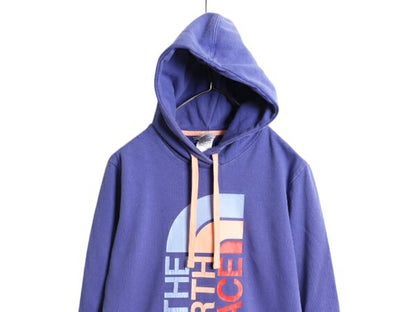 ノースフェイス プリント スウェット フード パーカー レディース M / The North Face プルオーバー 裏起毛 トレーナー ツートン パープル