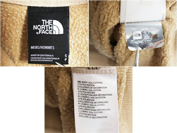 ノースフェイス プリント スウェット フード パーカー メンズ S 古着 The North Face 裏起毛 プルオーバー トレーナー アウトドア ベージュ