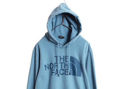 ノースフェイス プリント スウェット フード パーカー メンズ М The North Face 裏起毛 プルオーバー トレーナー アウトドア ライトブルー