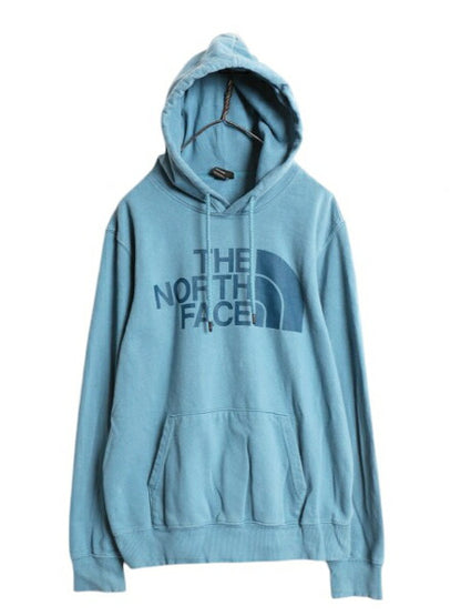 ノースフェイス プリント スウェット フード パーカー メンズ М The North Face 裏起毛 プルオーバー トレーナー アウトドア ライトブルー