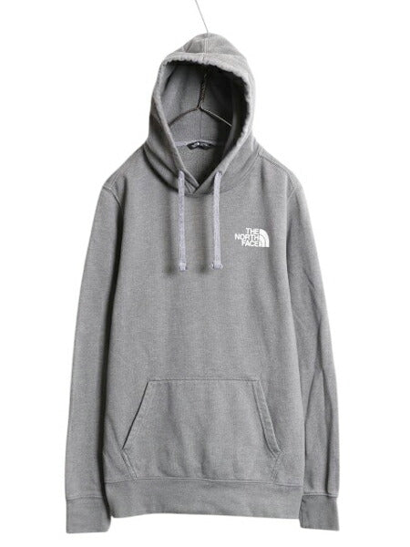 ノースフェイス 両面 プリント スウェット フード パーカー メンズ M 古着 The North Face プルオーバー トレーナー アウトドア 裏起毛 灰