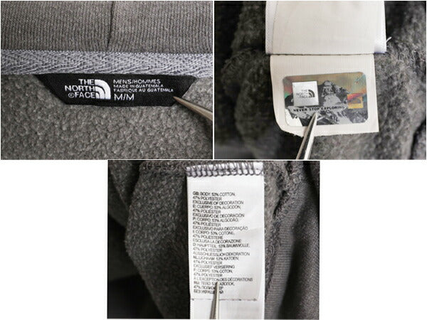 ノースフェイス 両面 プリント スウェット フード パーカー メンズ M 古着 The North Face プルオーバー トレーナー アウトドア 裏起毛 灰