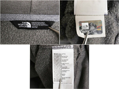 ノースフェイス 両面 プリント スウェット フード パーカー メンズ M 古着 The North Face プルオーバー トレーナー アウトドア 裏起毛 灰