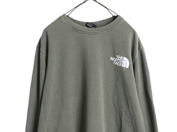 ノースフェイス ワンポイント ロゴ 刺繍 スウェット メンズ レディース M 古着 The North Face アウトドア トレーナー クルーネック 裏起毛