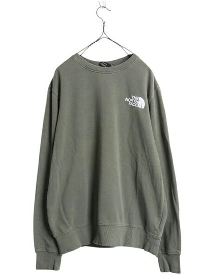 ノースフェイス ワンポイント ロゴ 刺繍 スウェット メンズ レディース M 古着 The North Face アウトドア トレーナー クルーネック 裏起毛