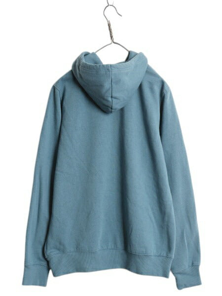 ノースフェイス プリント スウェット フード パーカー メンズ M The North Face 裏起毛 プルオーバー トレーナー アウトドア ライト ブルー