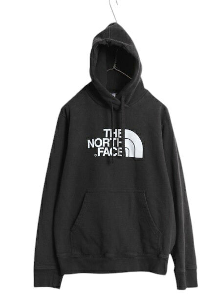 US企画 ノースフェイス プリント スウェット フード パーカー メンズ M / The North Face プルオーバー トレーナー アウトドア 裏起毛 黒